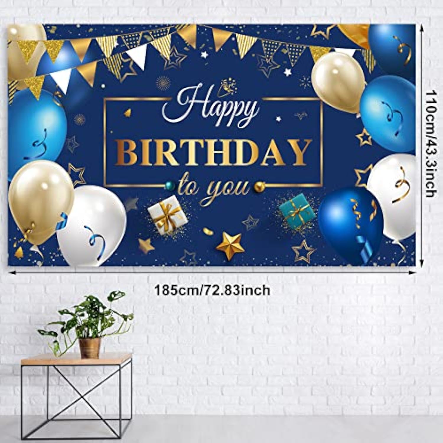 56PCS Navy Blue & Gold Birthday Decor Kit – Banner, Balloons, Tablecloth and Confetti for Party