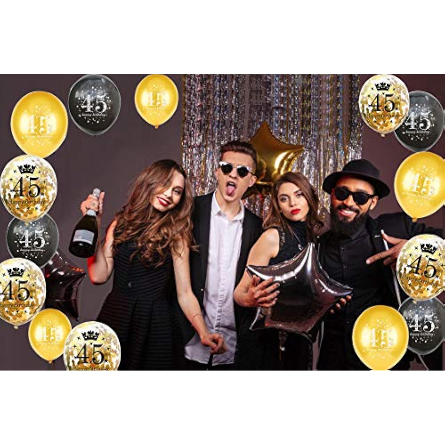 50th Birthday Balloons Gold Black 15 Pack 12in Latex Confetti Decorations