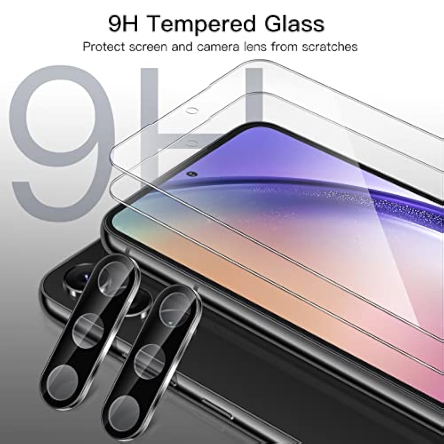 JETech Screen Protector for Samsung Galaxy A54 5G 6.4-Inch with Camera Lens Protector, Tempered Glass Film, HD Clear, 2-Pack Each
