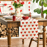 Love Heart Valentine'S Day Table Runner, Seasonal Anniversary Kitchen Dining Table Decoration For Indoor Home Party 13X72 Inch