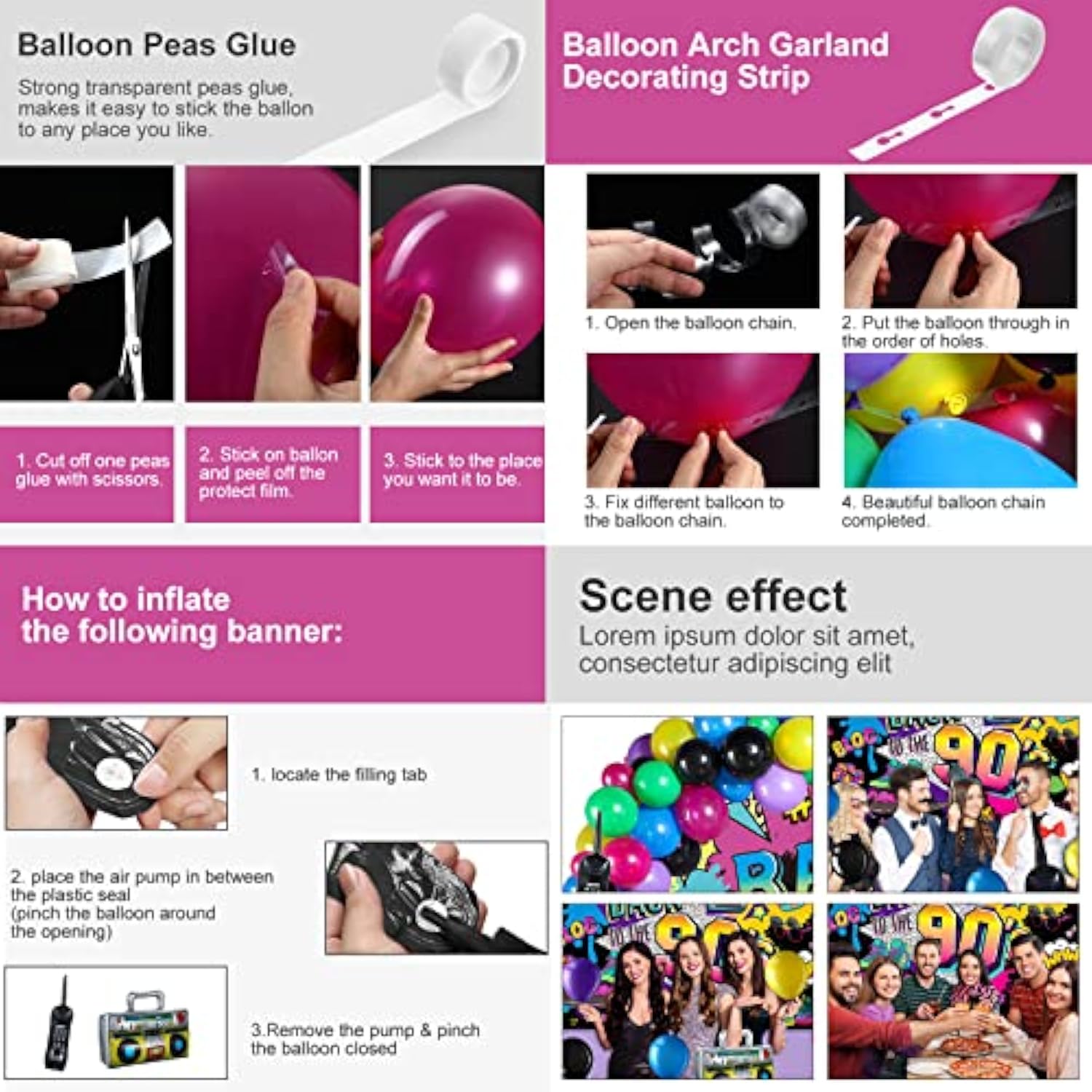 80S 90S Party Decorations: 80'S 90'S Party Bundle Includes Inflatable Radio Boombox And Mobile Phone, Backdrop, 55 Balloons, 80S 90S Supplies