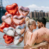 15 Pcs Heart Balloons For Valentines Day, 18 Inch Red Rose Gold Sliver Foil Heart Shaped Balloons For Galentines Day Birthday Baby Shower Bridal Shower Wedding Party Decorations