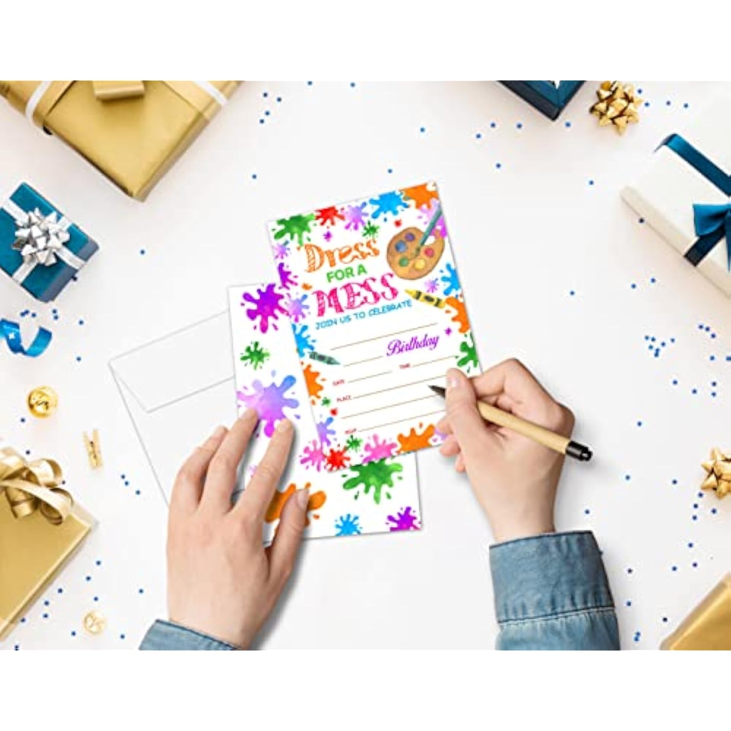 Art Painting Birthday Invitations, Paint Craft Art Theme Birthday Party Invitations For Boys Girls Kids, Fill In Birthday Party Invites, Decorations, Favors, 20 Invitations With Envelopes (Ha15)