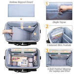 Rolling Scrapbook Tote On Wheels, Scrapbook Storage Bag With Detachable Trolley And Bottom Wooden Board, Rolling Craft Bag For Scrapbooking Supplies, Black
