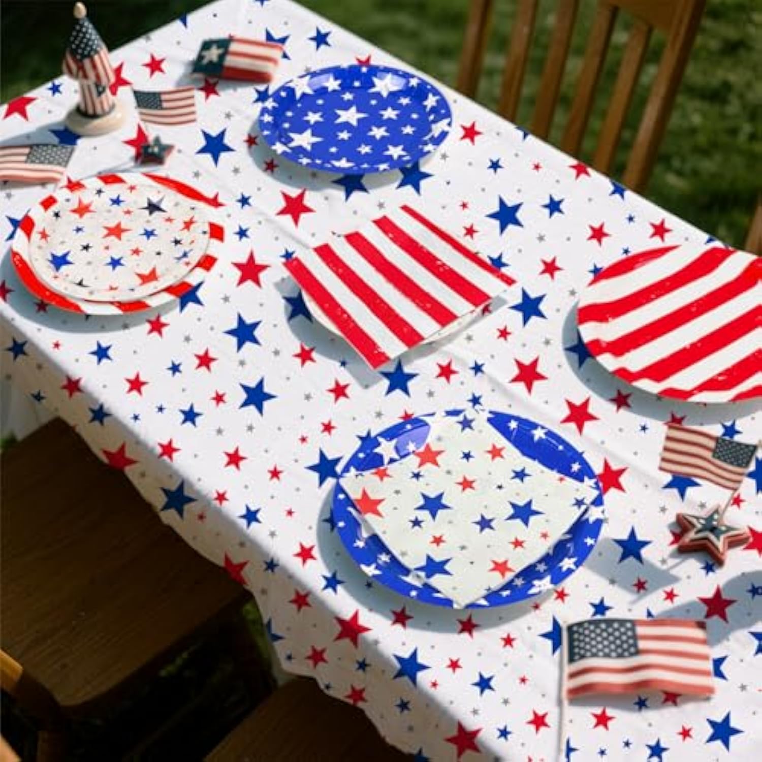 4Th Of July Party Supplies Set, Patriotic Theme Kit For Independence & Election Day Decorations, Includes Plates, Napkins, Cups, Banner, Tablecloth -Patriotic & 4Th Of July Party Decorations-24 Guests