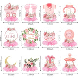 12 Pcs Baby Shower Honeycomb Centerpieces For Girl, Floral Party Table