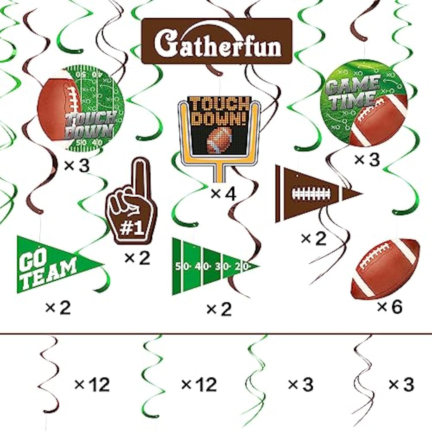 30 Pieces Football Party Decorations Football Hanging Swirl For Football Birthday Party Football Game Day Tailgate Party Supplies