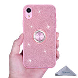 Case For Iphone Xr, Cute Glitter Bling Sparkle Protective Case With Ring Kickstand, Women Girls Phone Case For 6.1 Inch Apple Iphone Xr - Pink