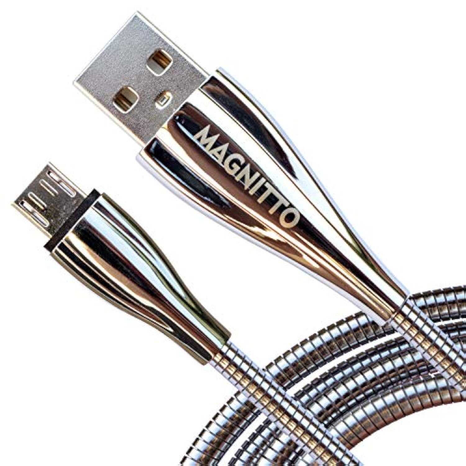 Usb-A To Micro Usb Fast Charging Cable, Zinc Alloy Metal Braided Extra Durable Usb2.0 Sync And Charging Cord Sync For Android Phones Devices, 3 Ft, Silver, Pets Chewing Proof