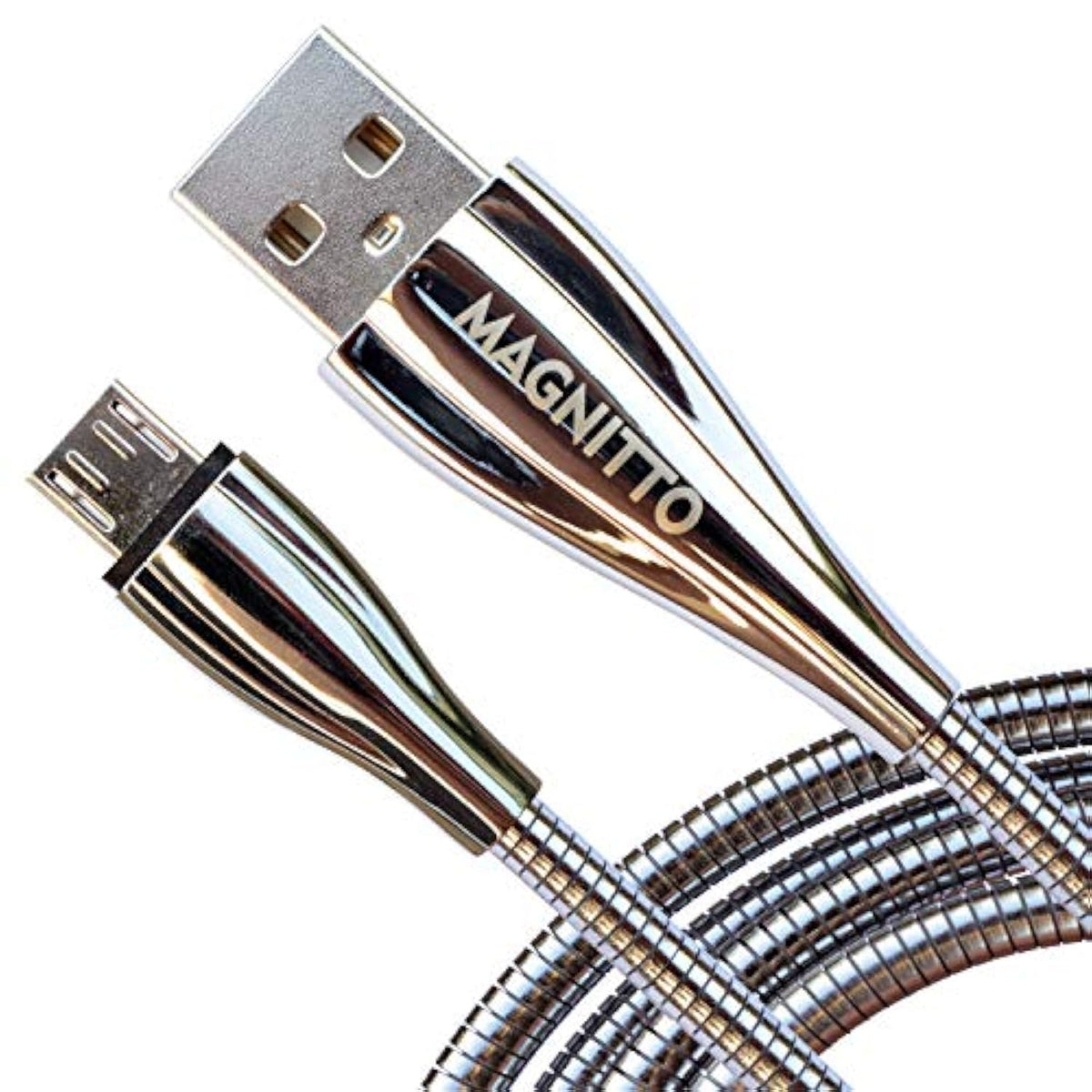 Usb-A To Micro Usb Fast Charging Cable, Zinc Alloy Metal Braided Extra Durable Usb2.0 Sync And Charging Cord Sync For Android Phones Devices, 3 Ft, Silver, Pets Chewing Proof