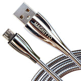Usb-A To Micro Usb Fast Charging Cable, Zinc Alloy Metal Braided Extra Durable Usb2.0 Sync And Charging Cord Sync For Android Phones Devices, 3 Ft, Silver, Pets Chewing Proof