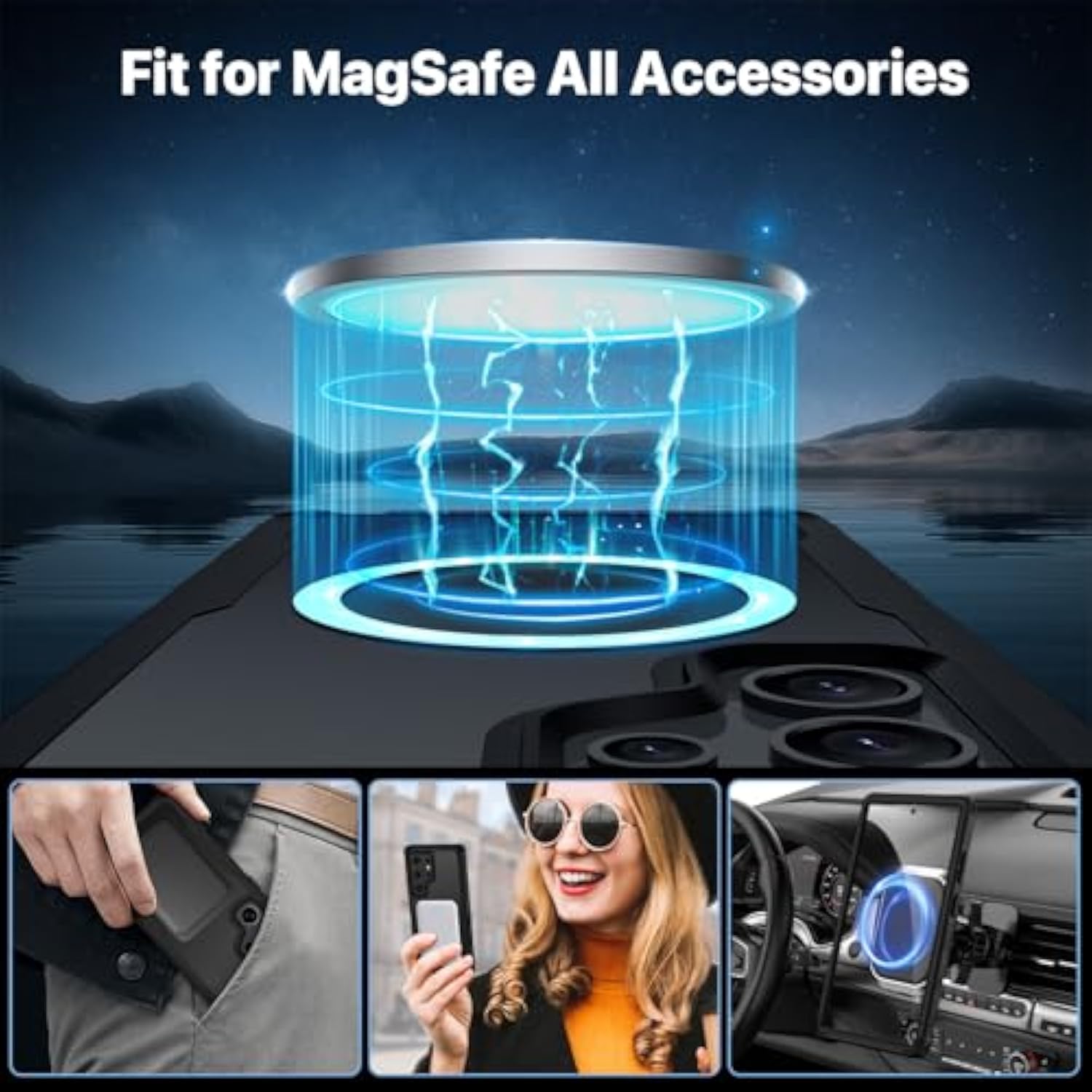 Magnetic For Samsung Galaxy S24 Ultra Case, Privacy Phone Cover With Builtin Anti Peep Privacy Screen Protector And Camera Lens Protective, Full Body Shockproof Double Sided Bumper Black