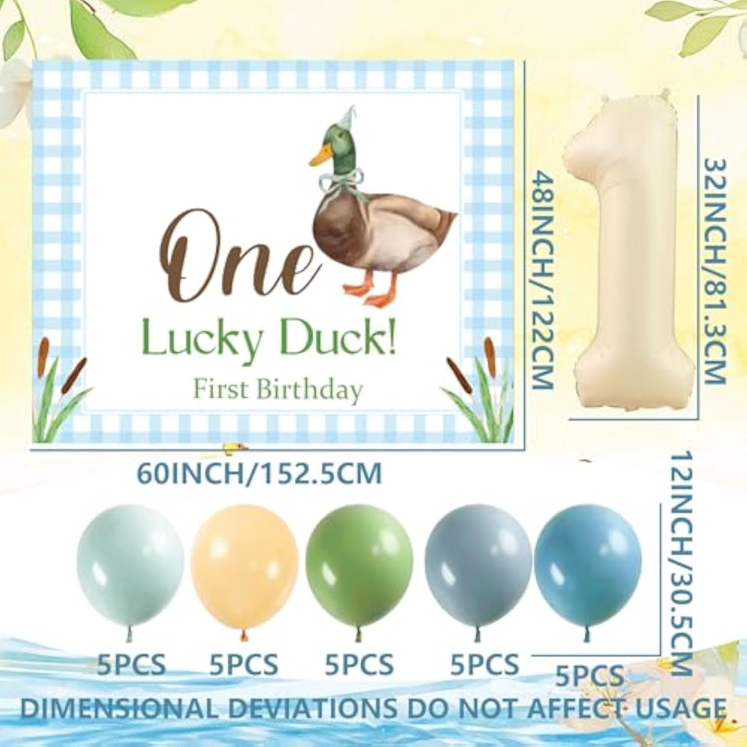 Mallard Duck 1St Birthday Party Decor Boy One Lucky Duck Baby Shower Decorations For Boys First Birthday Mallard Duck Hunting Backdrop Balloons Party Supplies