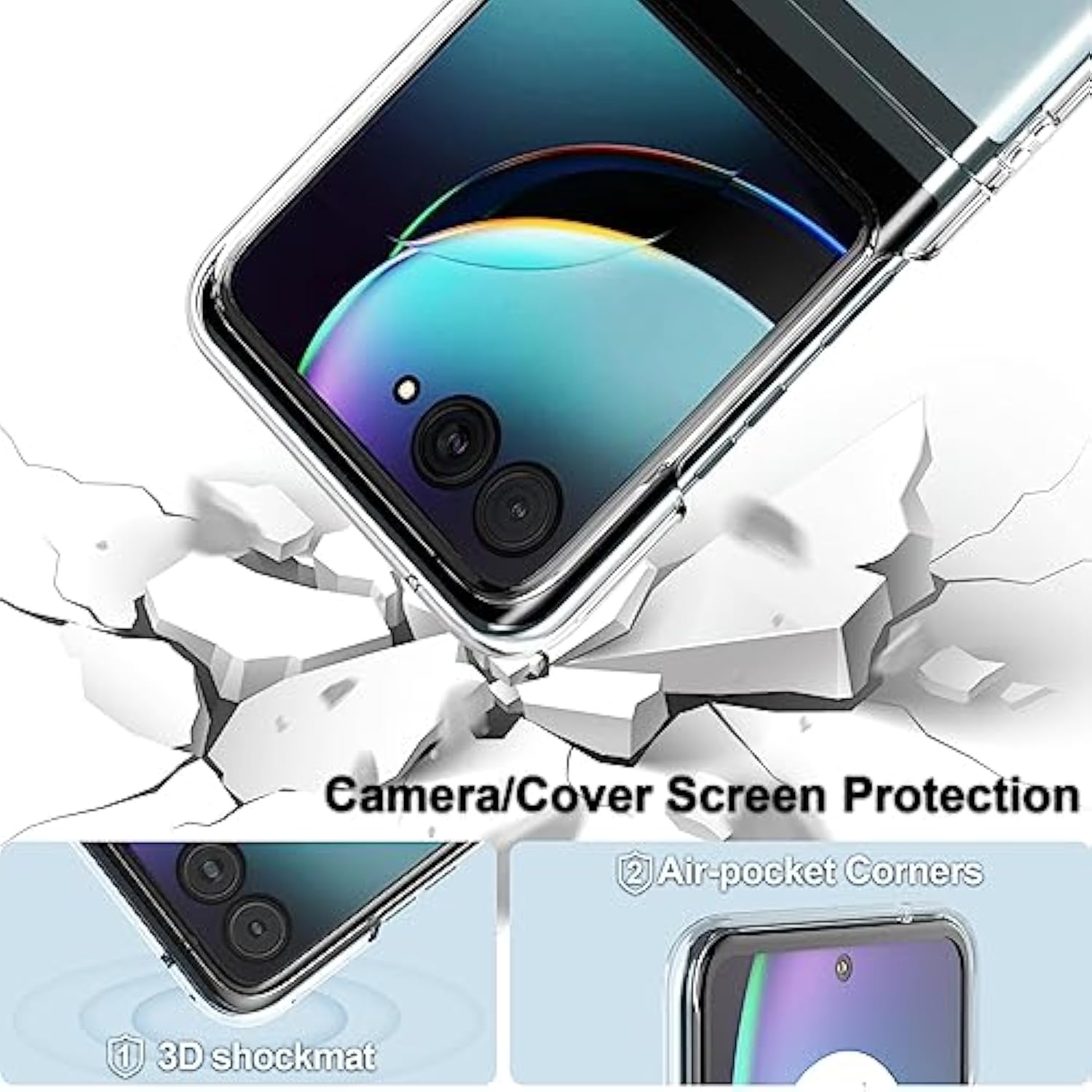 Case For Motorola Razr+ 2023, Clear Hard Pc Back Bumper Protective Case For Moto Razr+ 2023 (Crystal Clear)