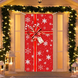 Red Christmas Door Decorations - 72.8 X 35.4 Inch Merry Xmas Cover Banner For Front Door | Outdoor Holiday Porch Signs With Bowknot, Party Supplies, Easy Hanging Winter Photo Booth Props