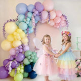 182 Pcs Pastel Pink And Purple Balloon Arch Garland Kit, Fairy Birthday Decorations With Pink Lavender Purple Blue Yellow Green Balloons For Baby Shower Spring Garden Tea Party Wedding Decor