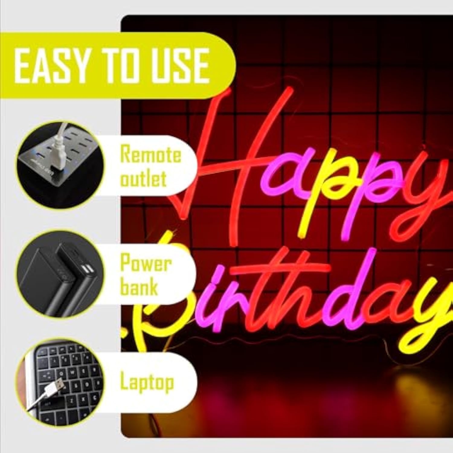 Happy Birthday Neon Signs For Wall Decor?Led Neon Light For Bedroom?Christmas Birthday Party Decorations Gifts