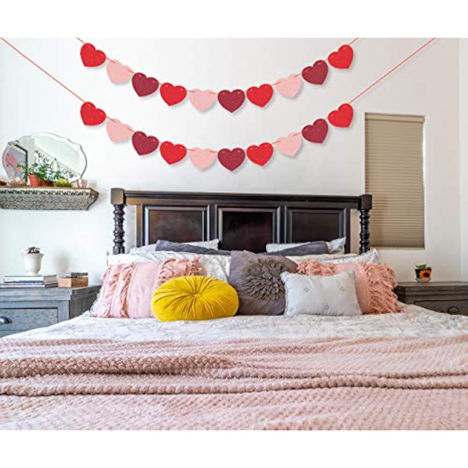 4 Pack Felt Heart Valentine’S Day Garland Banner Valentines Day Heart