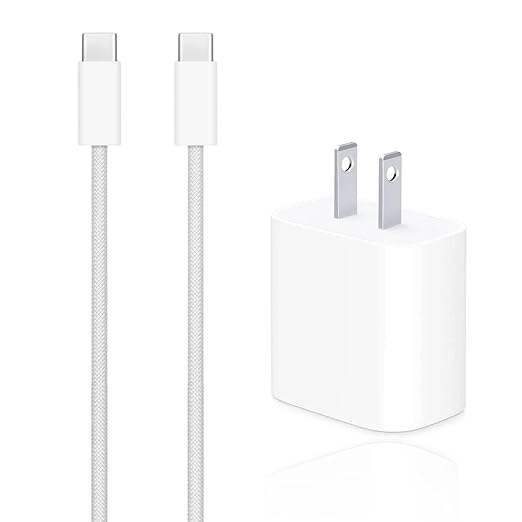 20W USB C Charger with USB C Cable for AirPods Pro AirPods 4 iPhone 17 16 15 Fast Charging