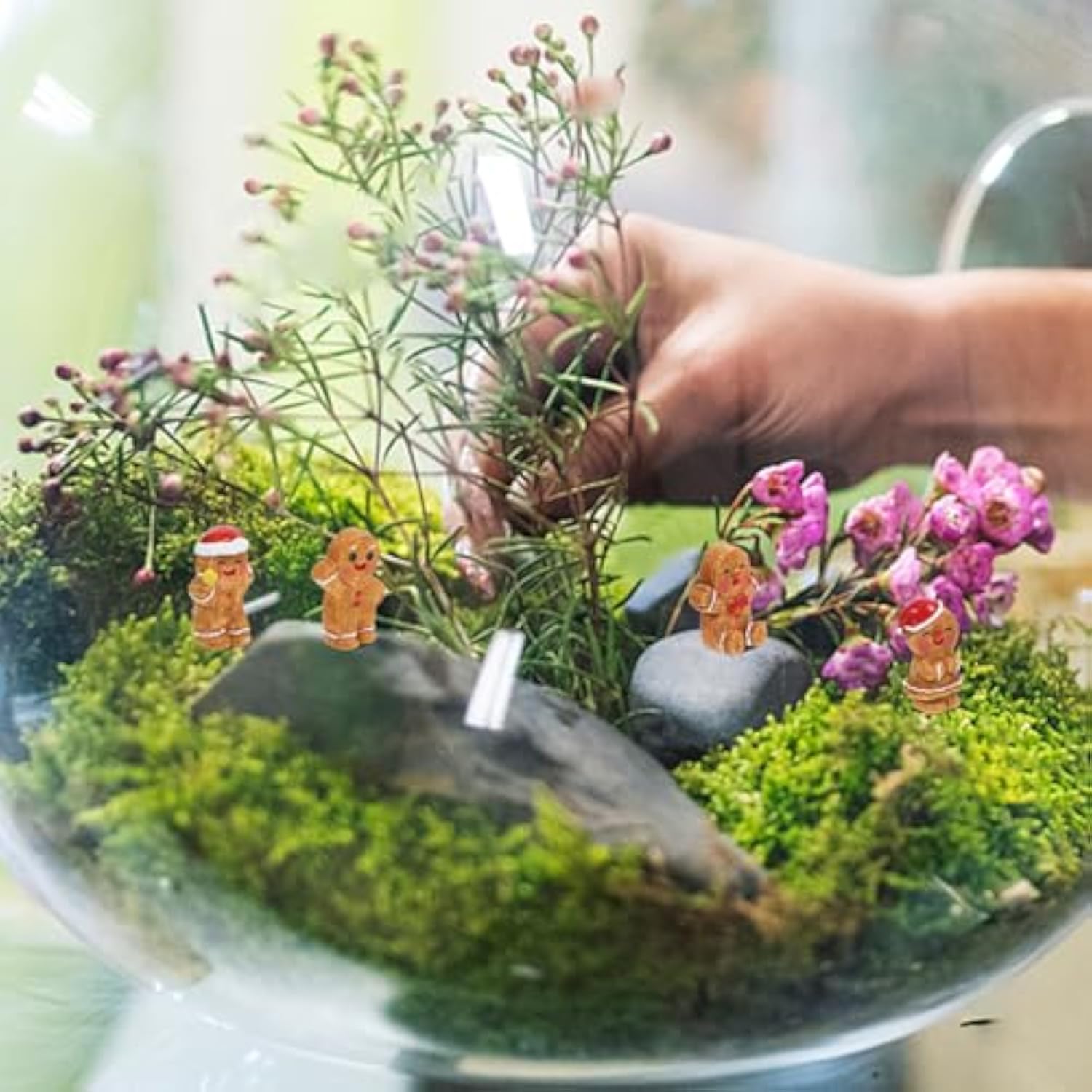 20 Pcs Mini Gingerbread Man Figurines Miniature Gingerbread Man Statues For Christmas Bonsai Desktop Micro Landscape Decoration