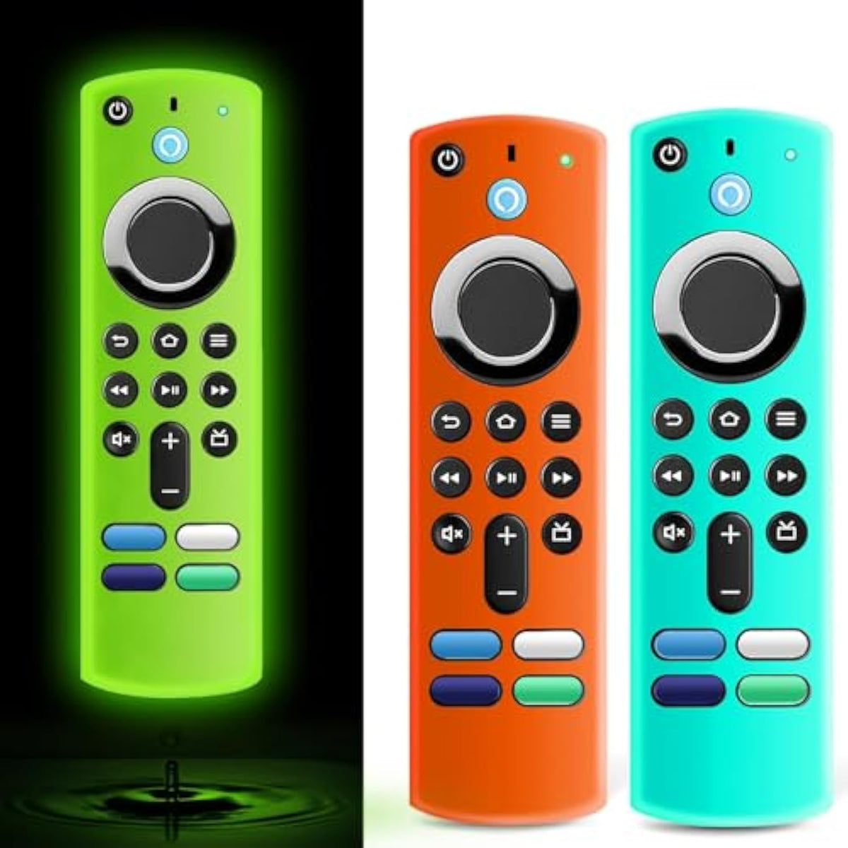 (3 Pack) Fire Stick Remote Cover For Alexa Voice Remote 3Rd Gen, Replacement Case For Fire Tv Stick 4K Streaming Device (Glow Green&Sky Blue&Orange)
