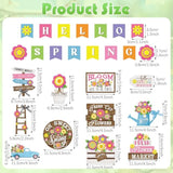26 Pcs Spring Flower Tiered Tray Decor Set Rustic Farmhouse Spring Floral Table Home Kitchen Shelf Tabletop Centerpiece Office Decorations (Bright)