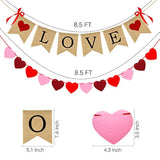 2 Pack Love Burlap Heart Felt Banner For Valentines Day Decorations-|