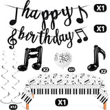 40 Pieces Music Theme Party Decorations Set Include Music Latex Foil Balloons Note Hanging Swirls Happy Birthday Banner And Disposable Note Tablecloth For Birthday Wedding Party Supplies