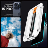 Spigen Tempered Glass Screen Protector [GlasTR EZ FIT - Privacy] Designed for iPhone 15 Pro [Case Friendly] - 2 Pack