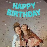 Teal Glitter Happy Birthday Banner – Turquoise Party Decoration for Under-the-Sea Theme
