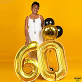 , Gold 60Th Birthday Balloon Number - Big, 40 Inch Helium Supported |