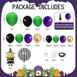 Halloween Balloon Arch Garland Kit Purple Orange Black Balloons with Spider Web Decor