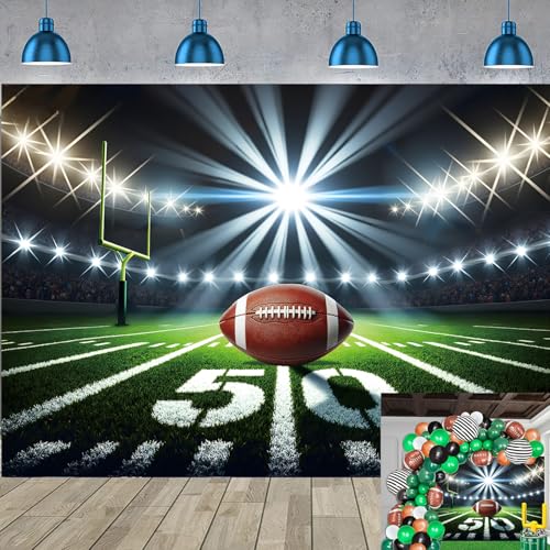 Football Stadium Night Backdrop Bowl Night Spotlight Football Field Photography Background Adults Kids Baby Shower Sport Birthday Party Decorations Banner Photo Props (7x5FT)