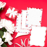 Happy Valentine'S Day Letterhead Paper 48 Pcs Red Pink Love Heart Letter Writing Paper - Heart Valentines Day Paper Holiday Paper For Wedding Note Greeting Office Printing 8.5 X 11 Inch