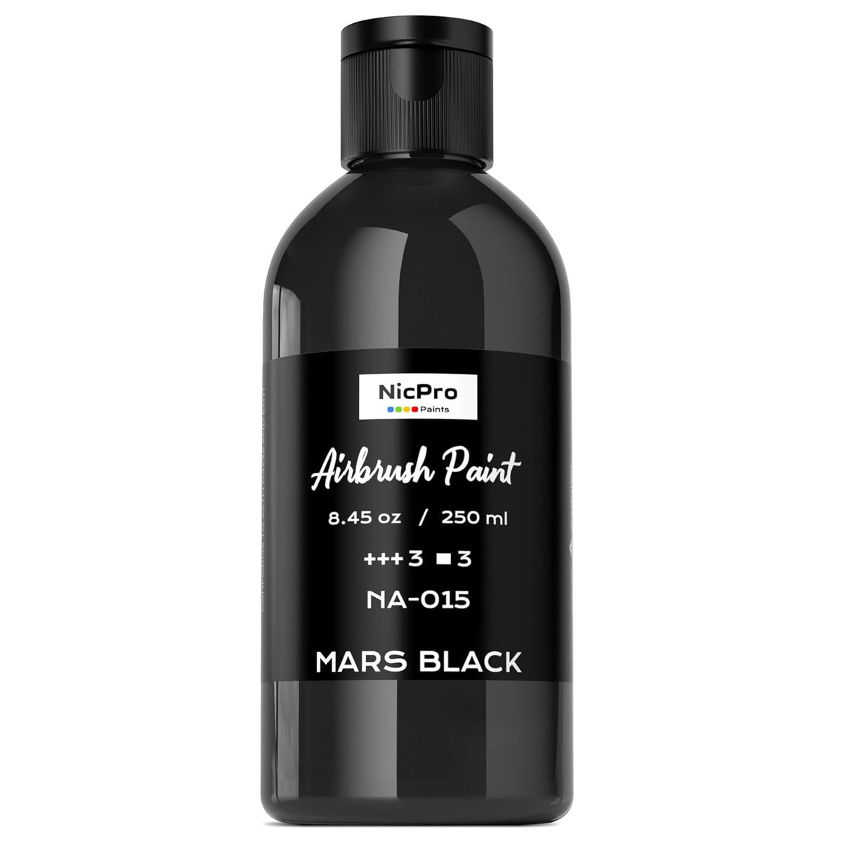 Black Large Airbrush Paint (8.45 Oz, 250 Ml) Ready To Spray Opaque Water-Based Acrylic Air Brush Paints For Model, Wood, Canvas, Metal, Plastic, Leather, For Beginners & Artists