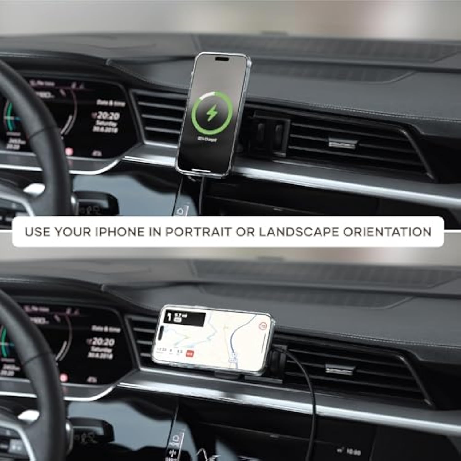 Satechi Qi2 Wireless Car Charger, Travel Friendly Car Phone Mount Charger for Air Vents, 15W Fast Chargers, Compatible with iPhone Series 12, 13, 14, 15, and 16