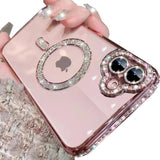 Magnetic Clear Glitter Case For Iphone 16 Plus, [Compatible With Magsafe] Luxury Bling Sparkly Diamond With Camera Protector Tpu Plating Bumper Women Girls Case For Iphone 16 Plus 6.7", Pink