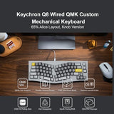 Q8 Wired Custom Mechanical Keyboard With Knob, 65% Alice Layout Qmk/Via Programmable, Hot-Swappable Gateron G Pro Brown Switch, Double Gasket Compatible With Mac Windows Linux (Silver Grey)