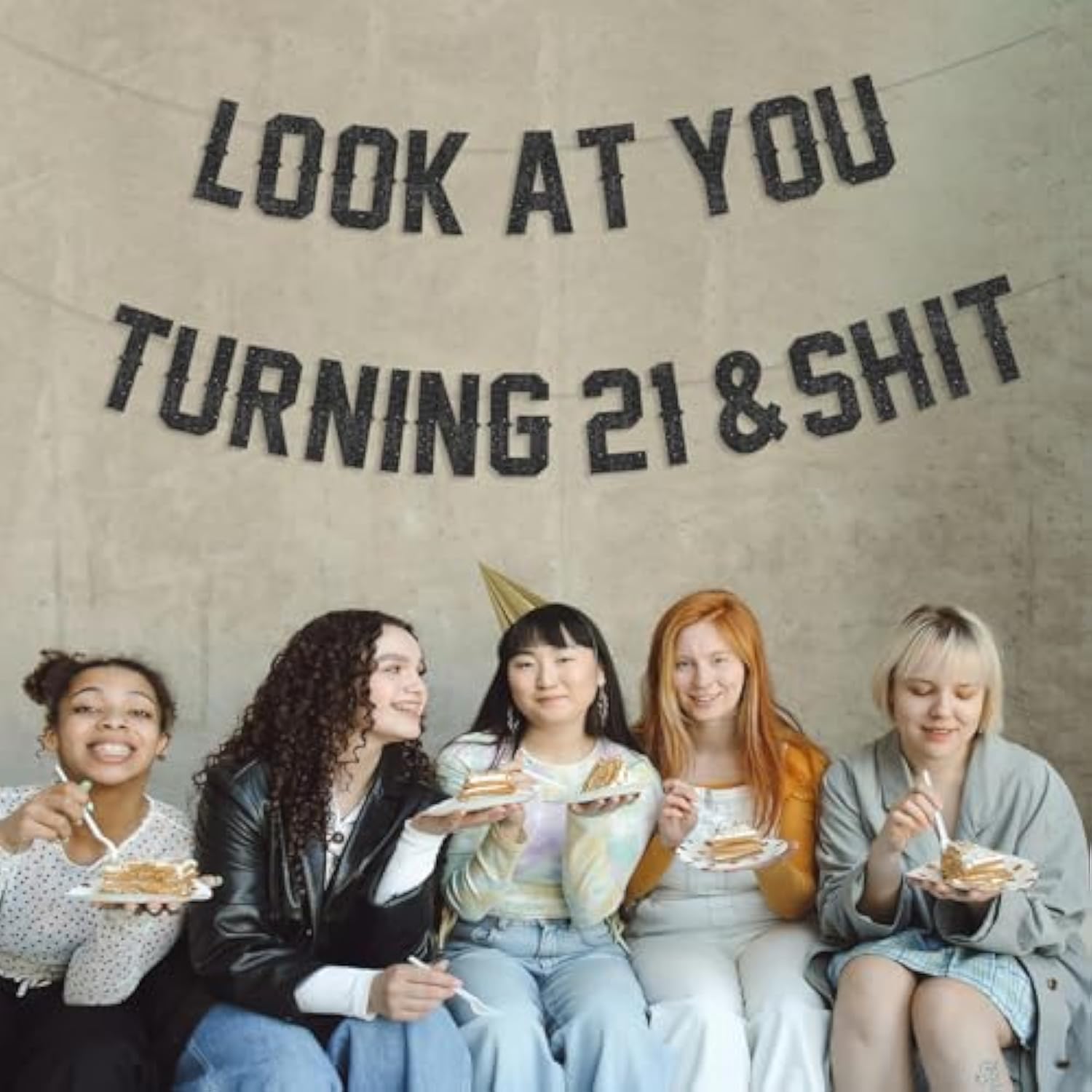 Black Glitter Happy 21St Birthday Banner Sign,Funny 21St Birthday Decorations,Look At You Turning 21 Banner For Men Women Him Her Cheers To 21 Years Old Bday Party Decor Supplies