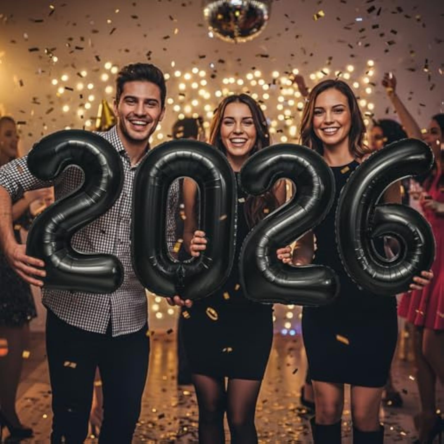 2026 Black 16in Letter Balloons Happy New Year Party Supplies
