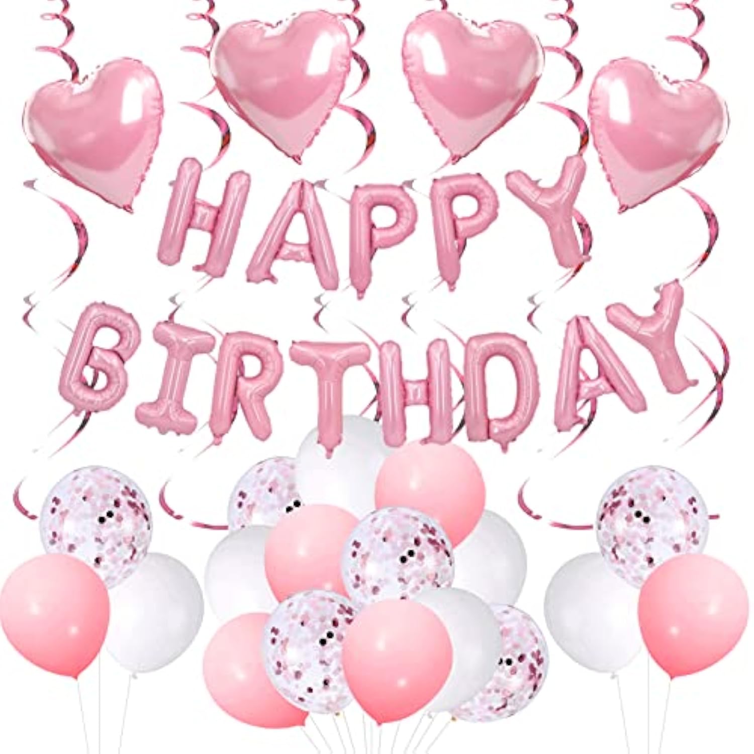 Pink Party Decorations - Happy Birthday Banner, Balloons & Supplies For Women & Girls' 1St To 70Th Birthdays