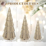 3 Pieces Gold Ceramic Christmas Tree Figurines Tabletop Small Decorative Xmas Tree Desktop 6.3" & 8.1" & 10.2" Tall Holiday Table Centerpieces For Office Home Mantle Shelf Cabinet Decor Indoor