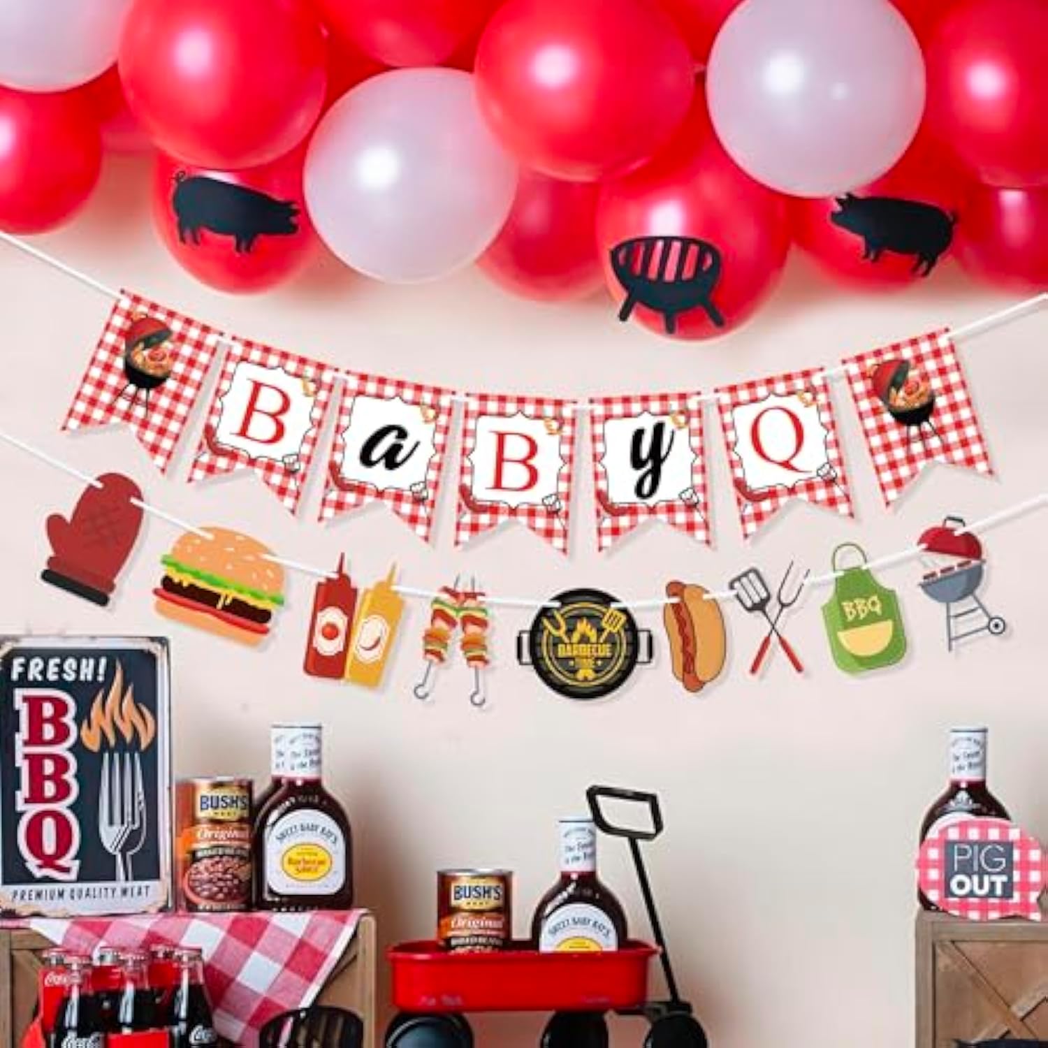 Baby Q Banner Baby Shower, BBQ & Gender Reveal Picnic Party Photo Backdrop