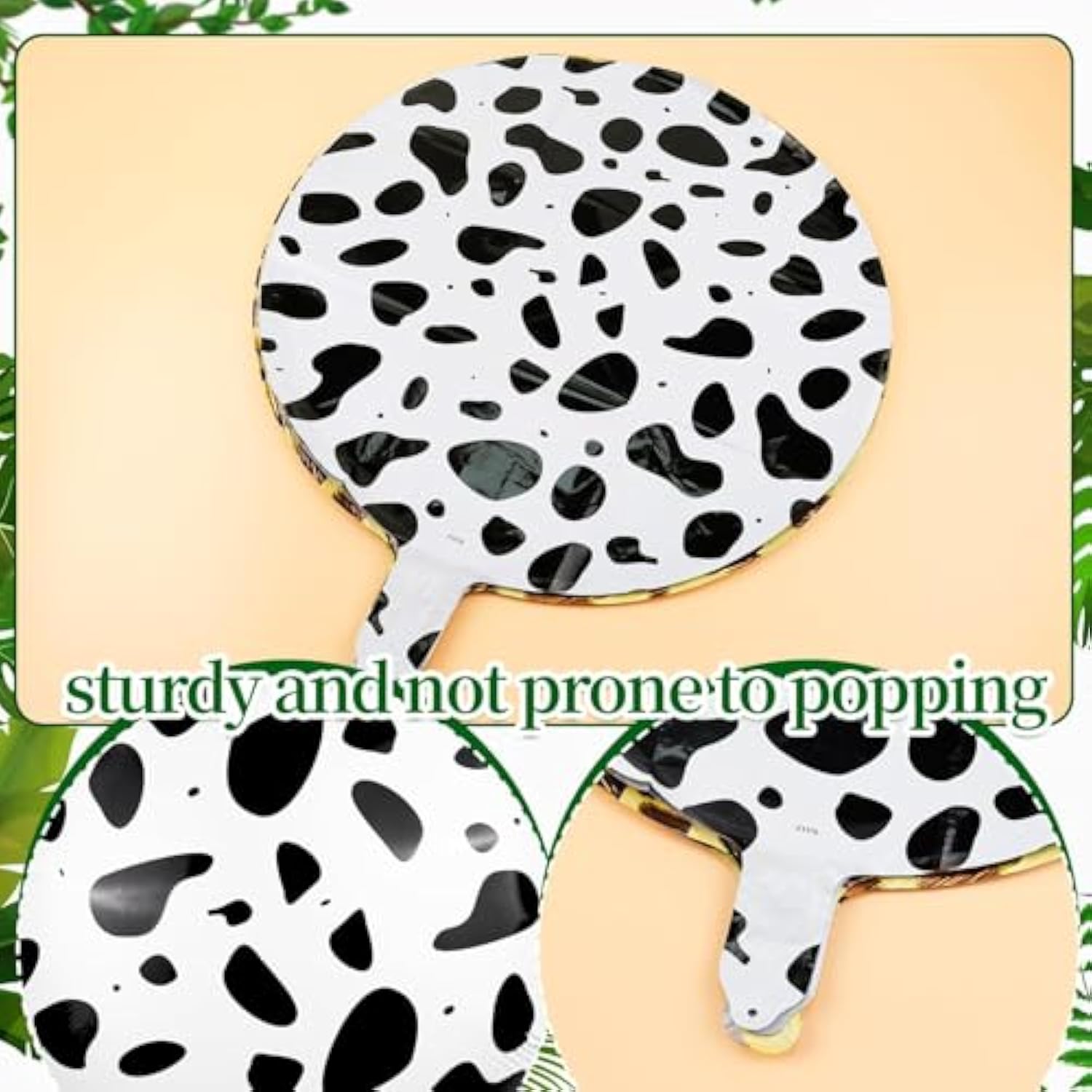 12 Pcs 18 Inch Cow Print Aluminum Foil Balloons - Jungle Animal Patterns Round Aluminium Foil Balloon Wildlife Print Balloons For Zoo Themed Jungle Safari Themed Birthday Decorations