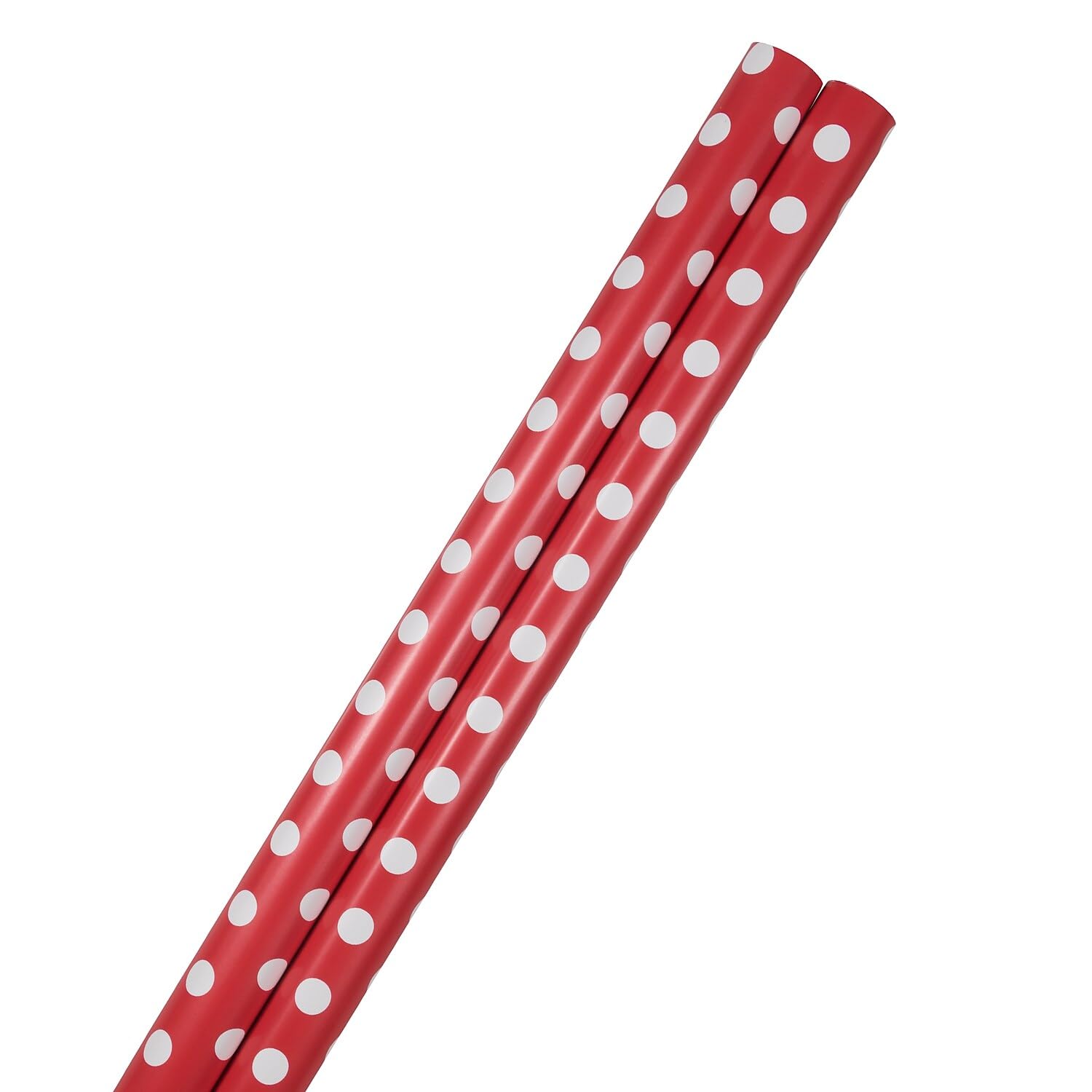 Gift Wrap - Polka Dot Wrapping Paper - 50 Sq Ft Total (30 In X 10 Ft Each) - Red With White Dots - 2 Rolls/Pack