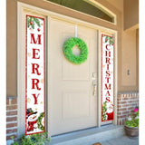 Christmas Door Banner-Christmas Outdoor Decorations Outdoor Santa Claus Snowman Merry Christmas Porch Sign Red Xmas Party Supplies