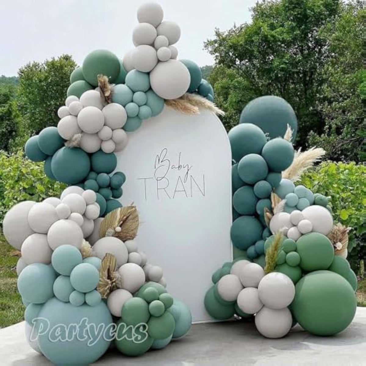 Dusty Blue Green Balloon Arch Kit Double Stuffed Sage Dusty Green White Matte Balloon Garland Slate Blue Teal Latex Balloons For Baby Shower Birthday Neutral Bridal Summer Party Decoration