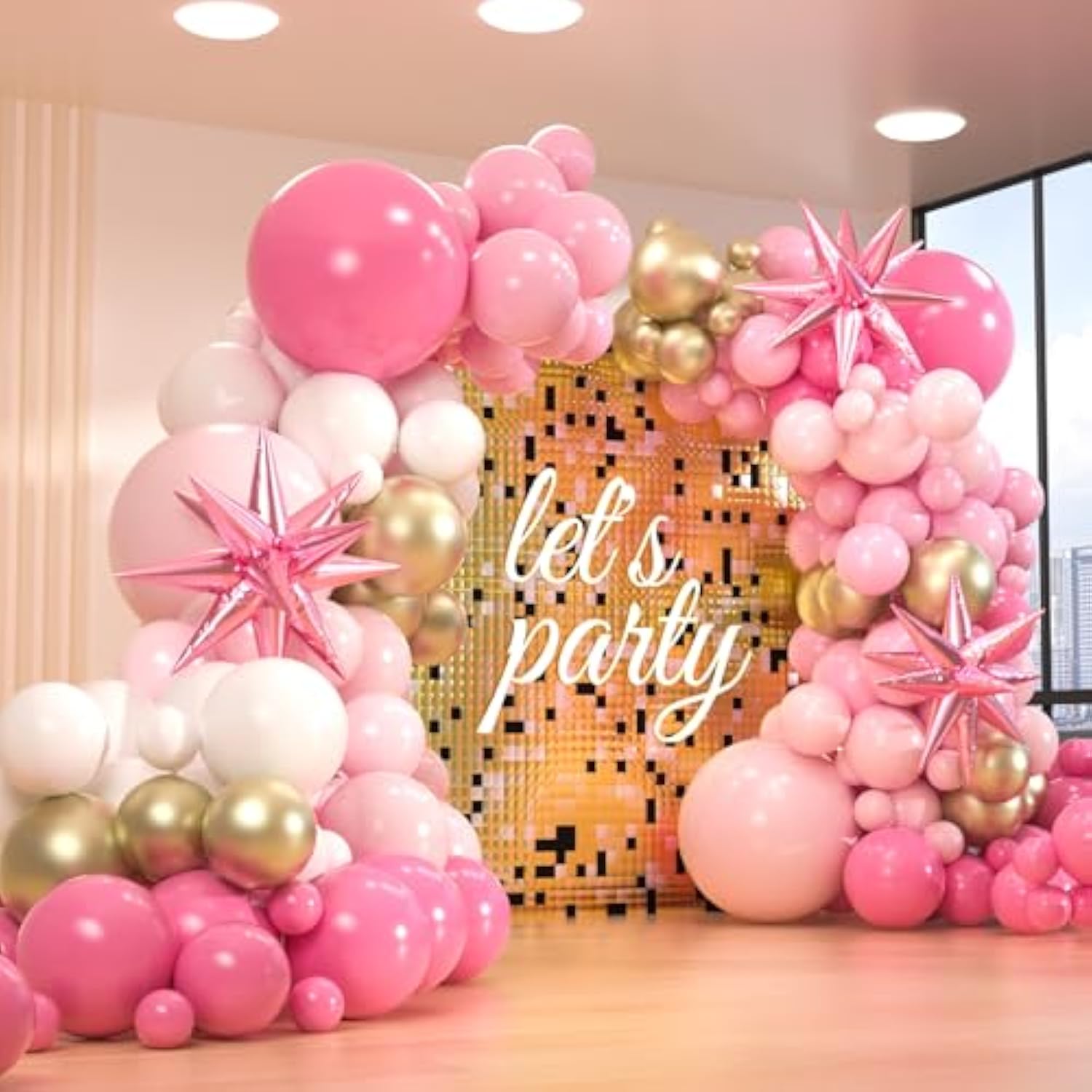 161Pcs Pink Balloon Arch Kit - Macaron & Gold Party Decor