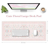 Pink Desk Mat, Non-Slip Office Table Mat, Aesthetic Mouse Pad With Stitched Edge, 35.4" X 15.7" Long Mouse Pad, Waterproof Dorm Desk Mat For Writing, Drawing
