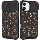 Women's iPhone 16 Case with Floral Design - Cute Phone Cover, Girly, Pretty, Unique, Aesthetic, Slide Camera Cover, Protective Case for Apple iPhone 16